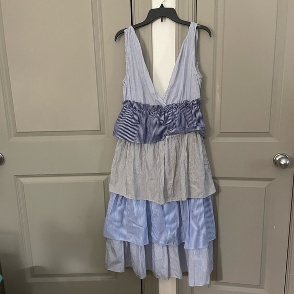 NWT Blue Stripe Tiered Midi Dress - Picture 8 of 12